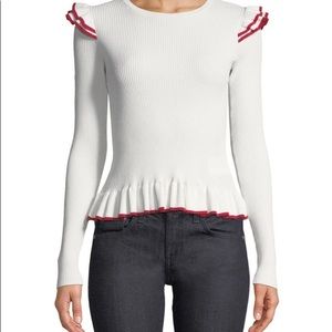 Club Monaco skarlier white ruffle top